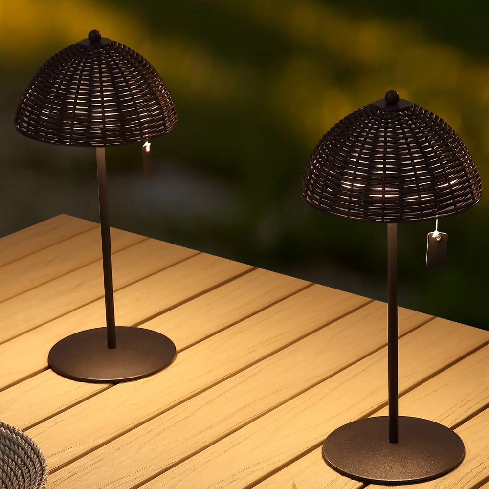 Set of Two 13" Black Novelty USB Table Lamps With Globe Shades