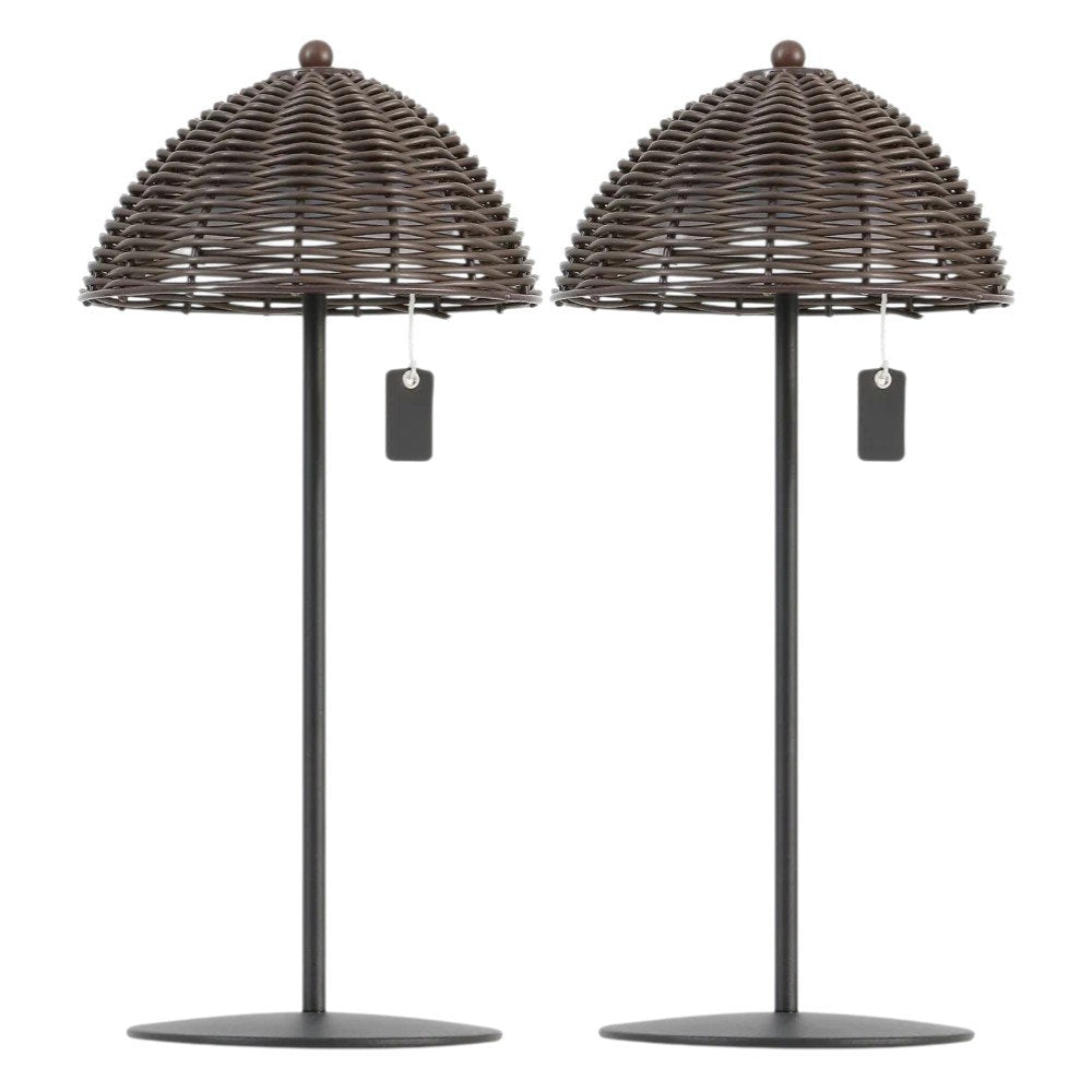 Set of Two 13" Black Novelty USB Table Lamps With Globe Shades