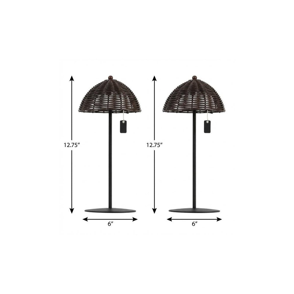 Set of Two 13" Black Novelty USB Table Lamps With Globe Shades