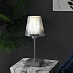 13" Gray USB Table Lamp With Empire Shade
