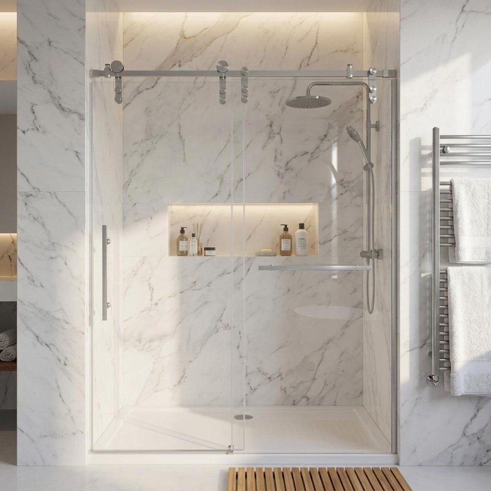 Set Of Two Tempered Glass Shower Doors