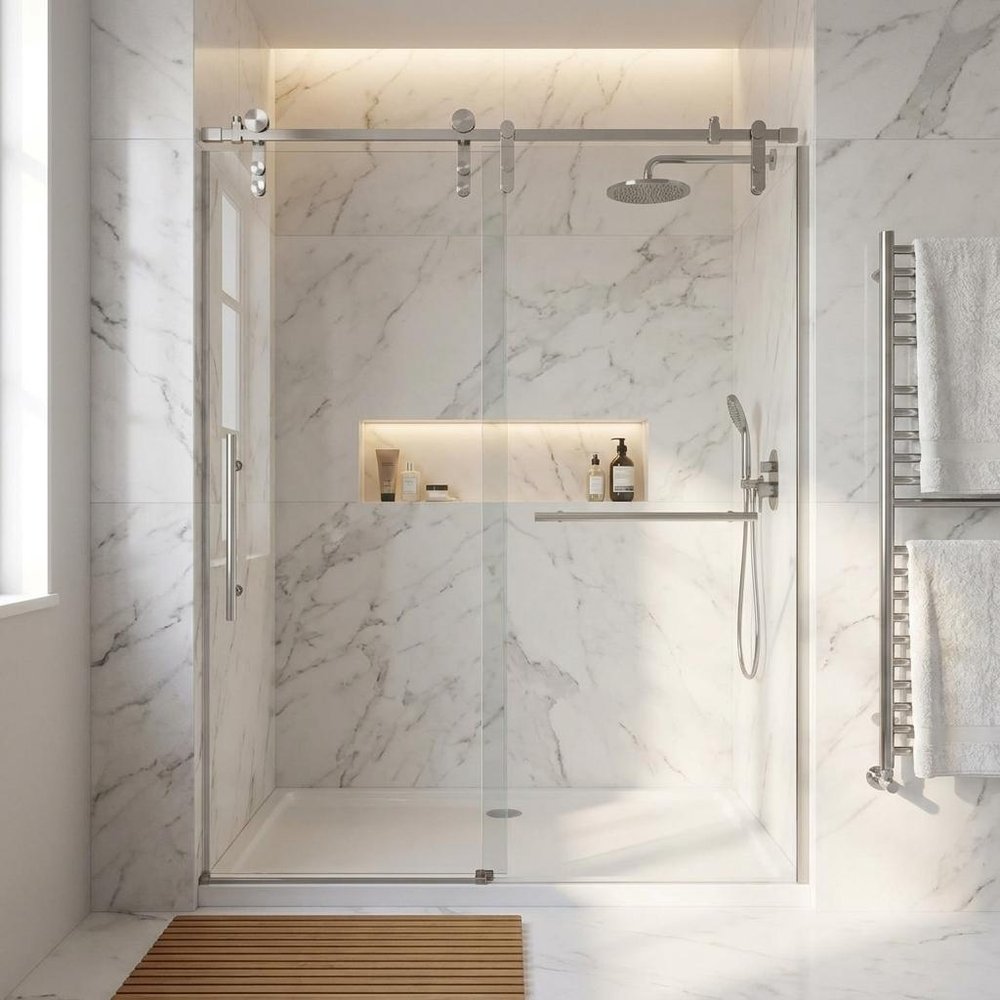 Set Of Two Tempered Glass Shower Doors
