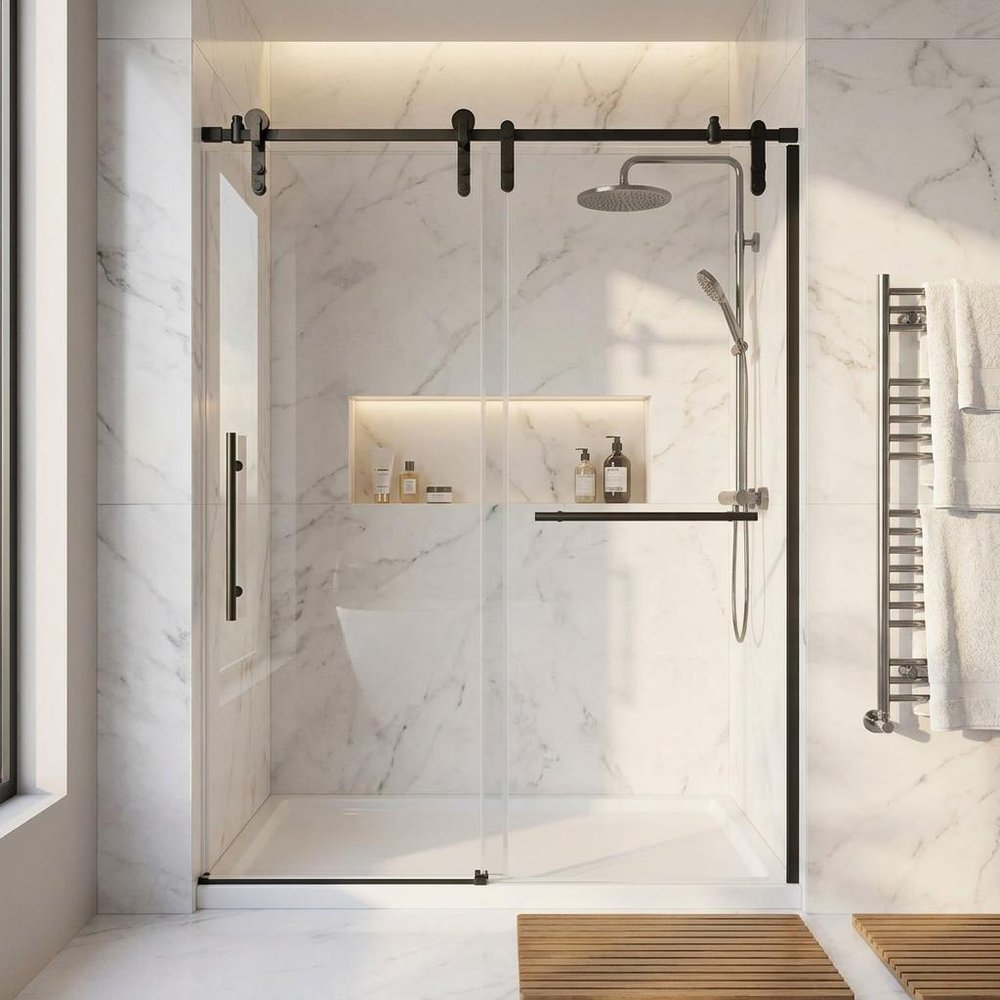 Set Of Two Tempered Glass Shower Doors