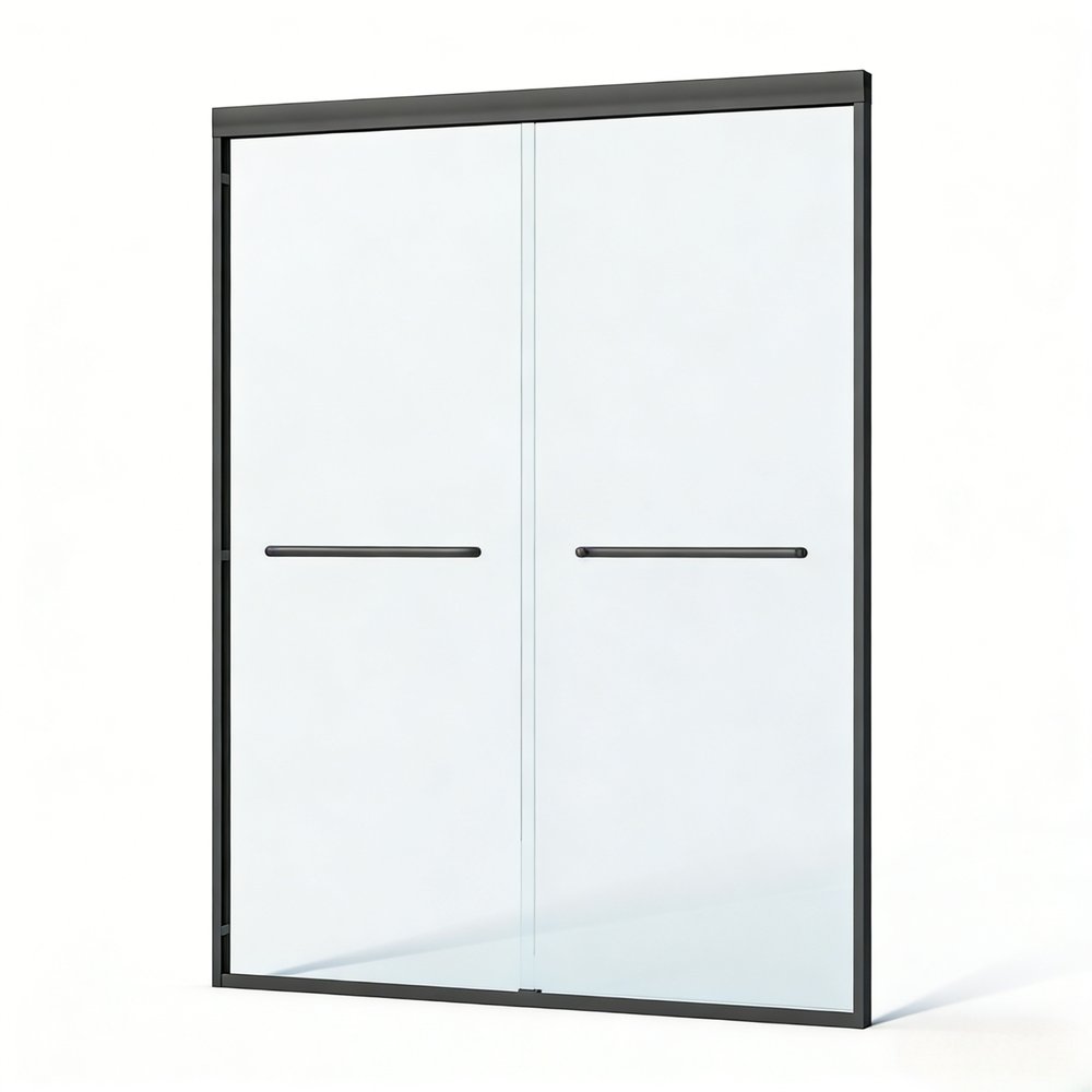 Set Of Two Metal And Tempered Glass Shower Doors