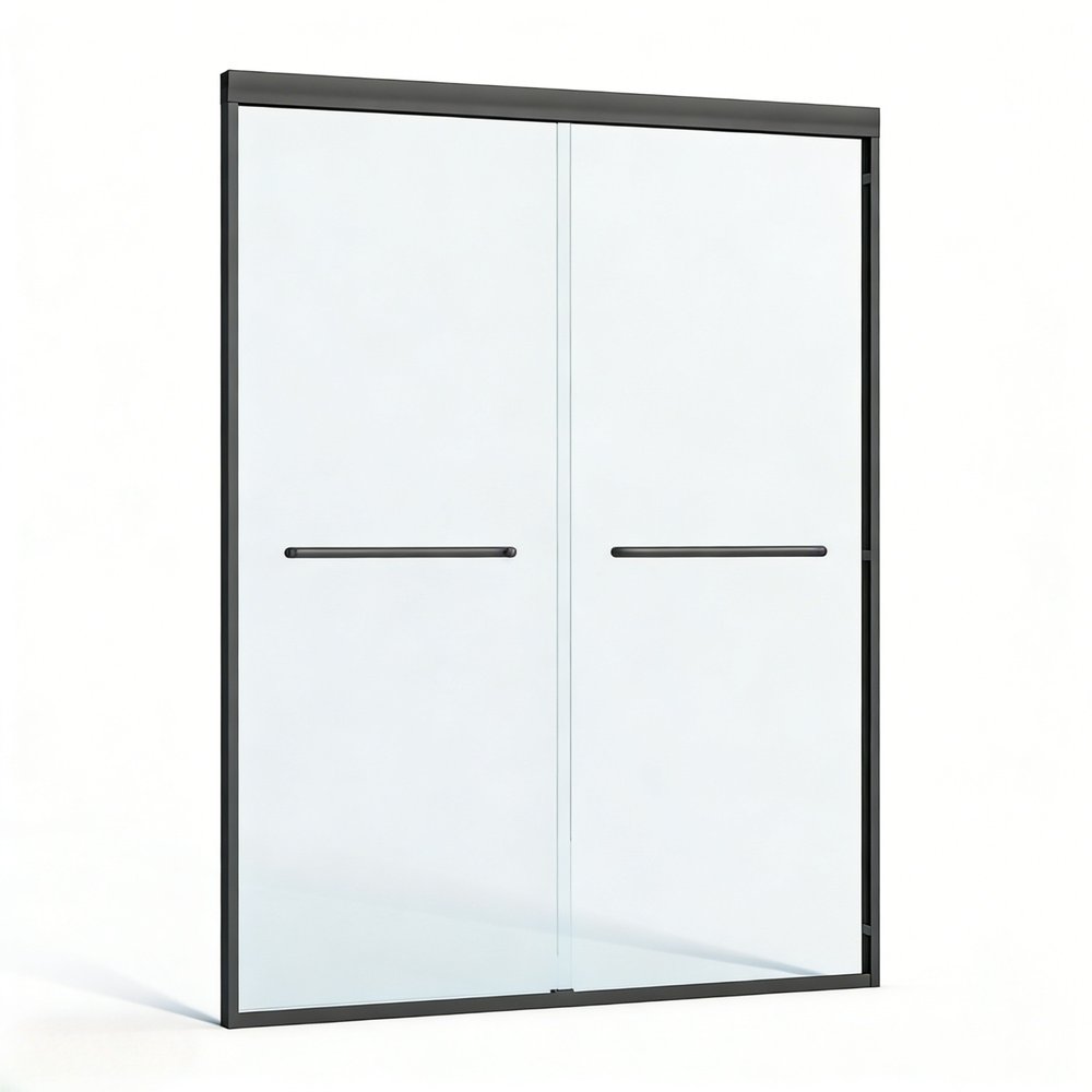 Set Of Two Metal And Tempered Glass Shower Doors
