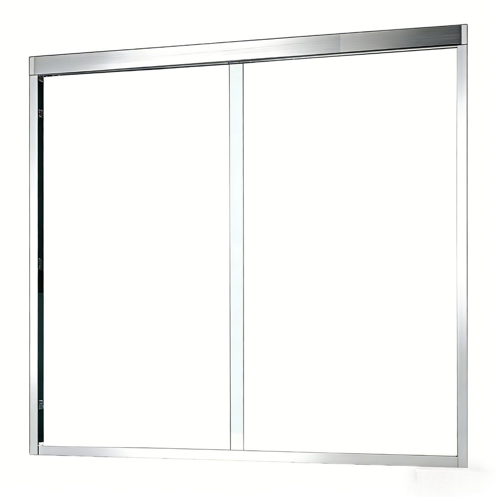 Set Of Two Aluminum And Tempered Glass Shower Doors