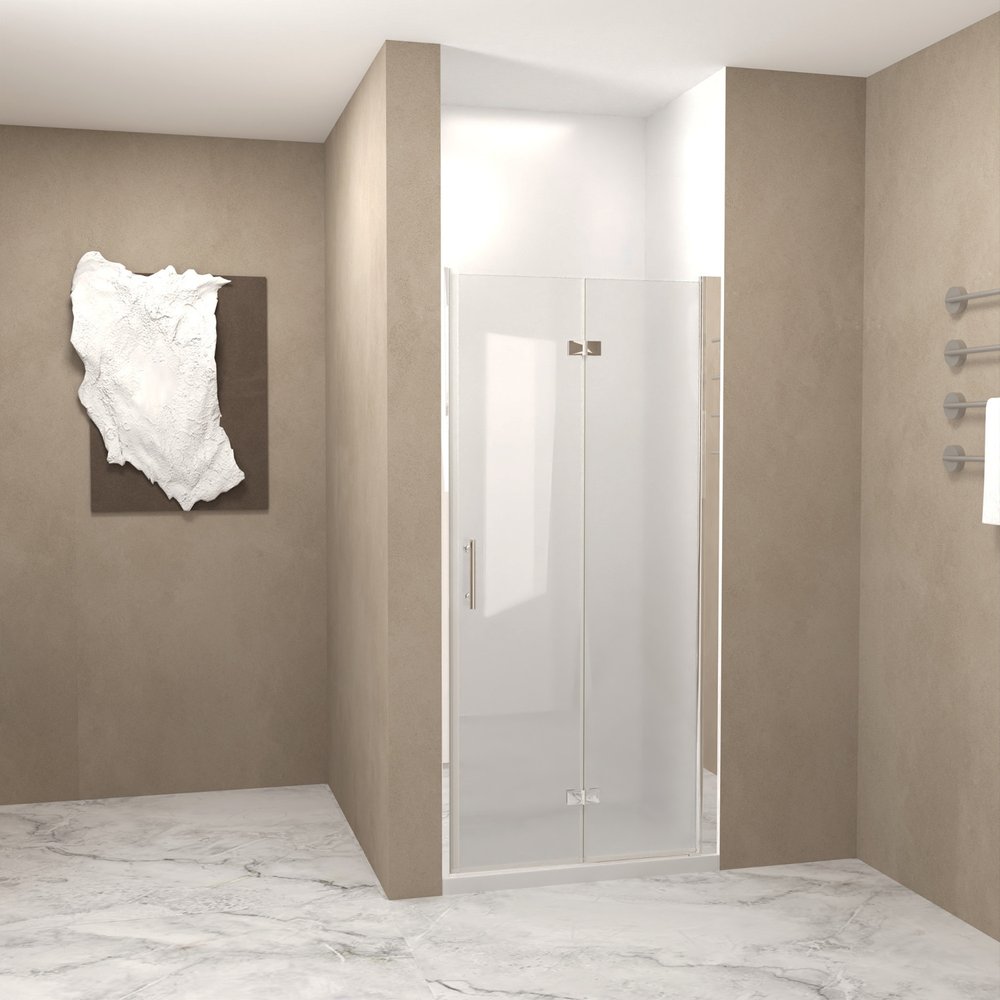 Set Of Two Aluminum And Tempered Glass Shower Doors