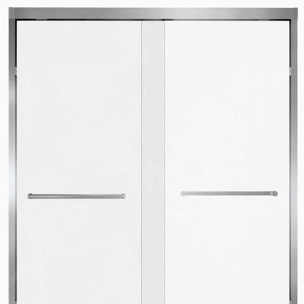 Set Of Two Aluminum And Tempered Glass Shower Doors