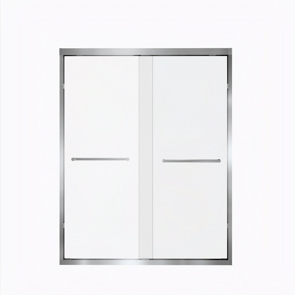 Set Of Two Aluminum And Tempered Glass Shower Doors