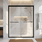 Set Of Two Aluminum And Tempered Glass Shower Doors