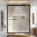 Set Of Two Aluminum And Tempered Glass Shower Doors