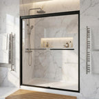 Set Of Two Aluminum And Tempered Glass Shower Doors