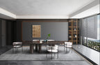 108" Brown And Black Marble And Stainless Steel Dining Table