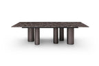 108" Brown And Black Marble And Stainless Steel Dining Table