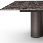 108" Brown And Black Marble And Stainless Steel Dining Table