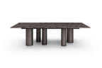 108" Brown And Black Marble And Stainless Steel Dining Table