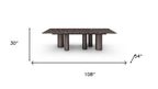 108" Brown And Black Marble And Stainless Steel Dining Table