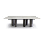 108" Brown And Black Marble And Stainless Steel Dining Table