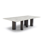 108" Brown And Black Marble And Stainless Steel Dining Table