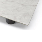 108" Brown And Black Marble And Stainless Steel Dining Table