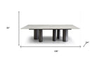 108" Brown And Black Marble And Stainless Steel Dining Table