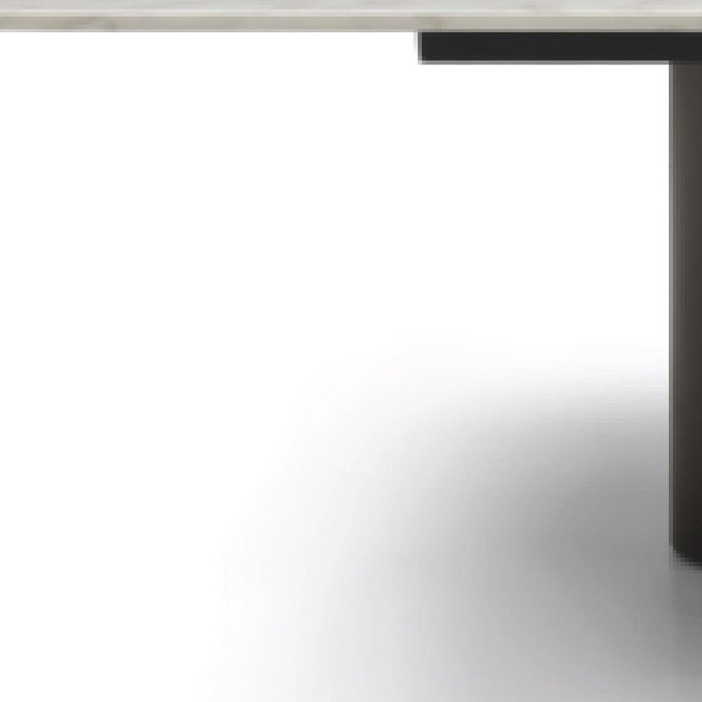 108" Brown And Black Marble And Stainless Steel Dining Table