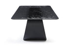 94" Black Glass and Brass Double Geo Pedestal Base Dining Table