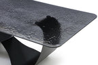 94" Black Glass and Brass Double Geo Pedestal Base Dining Table