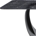 94" Black Glass and Brass Double Geo Pedestal Base Dining Table