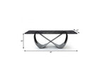 94" Black Glass and Brass Double Geo Pedestal Base Dining Table