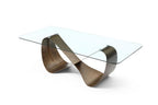 94" Black Glass and Brass Double Geo Pedestal Base Dining Table