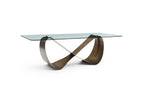 94" Black Glass and Brass Double Geo Pedestal Base Dining Table