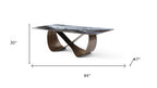 94" Black Glass and Brass Double Geo Pedestal Base Dining Table