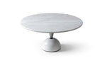 60" White And Black Marble And Stainless Steel Pedestal Base Round Top Dining Table