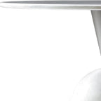 60" White And Black Marble And Stainless Steel Pedestal Base Round Top Dining Table