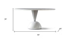 60" White And Black Marble And Stainless Steel Pedestal Base Round Top Dining Table