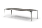 118" Light Gray And Nickel Wood And Stainless Steel Dining Table