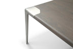 118" Light Gray And Nickel Wood And Stainless Steel Dining Table