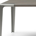 118" Light Gray And Nickel Wood And Stainless Steel Dining Table