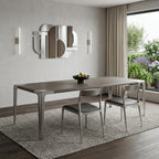 118" Light Gray And Nickel Wood And Stainless Steel Dining Table