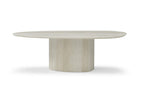 95" Beige Marble Pedestal Base Oval Dining Table