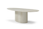 95" Beige Marble Pedestal Base Oval Dining Table