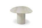 95" Beige Marble Pedestal Base Oval Dining Table