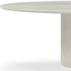 95" Beige Marble Pedestal Base Oval Dining Table