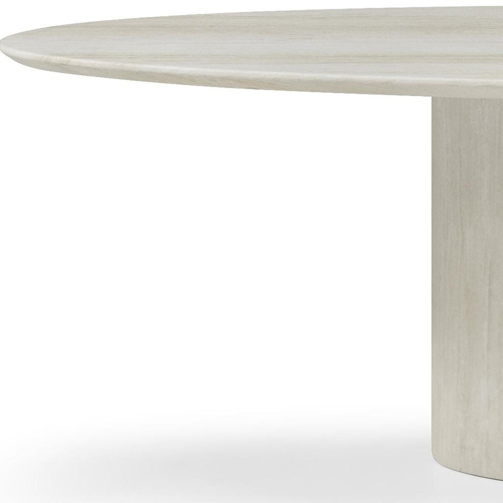 95" Beige Marble Pedestal Base Oval Dining Table