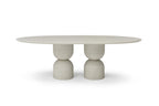 94" Beige Marble Double Pedestal Base Oval Dining Table