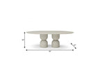 94" Beige Marble Double Pedestal Base Oval Dining Table