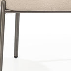 Beige and Gunmetal Boucle and Steel Dining Arm Chair