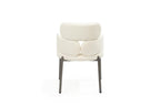 Beige and Gunmetal Boucle and Steel Dining Arm Chair