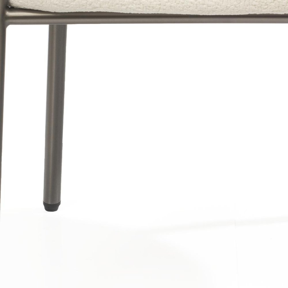 Beige and Gunmetal Boucle and Steel Dining Arm Chair